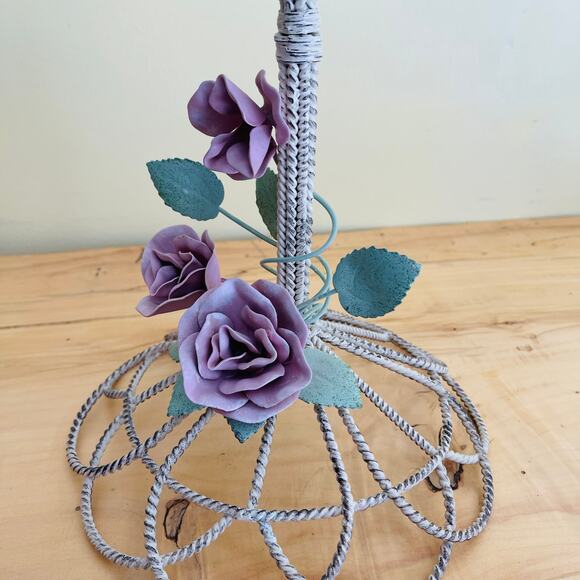 Vtg Style Twisted Metal Wire Hat Wig Display Stand Victorian Shabby Chic French - Picture 13 of 16